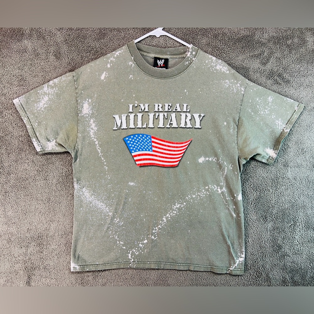WWE Olive Green 'I'm Real Military' Short Sleeve Tee